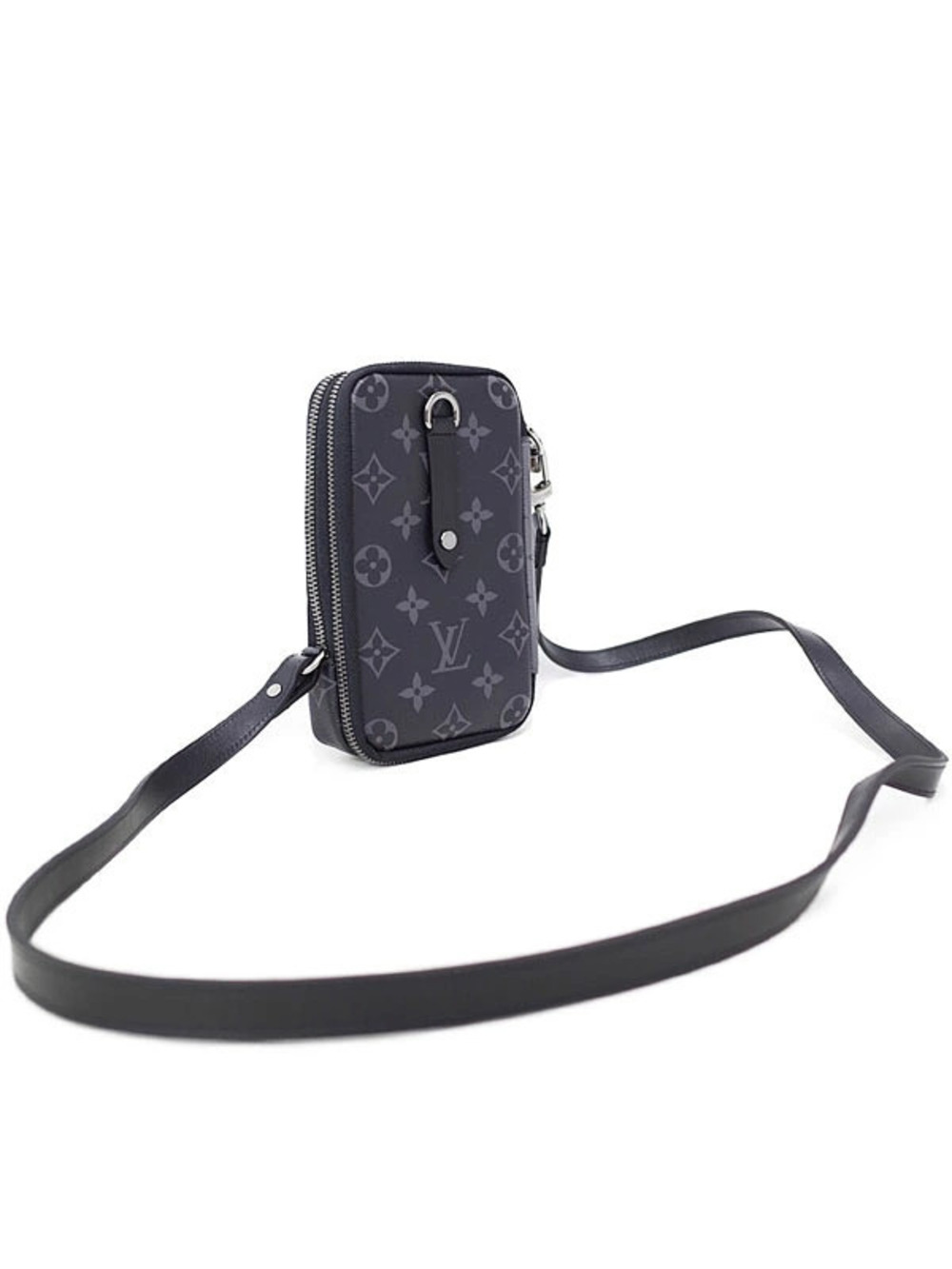 Louis Vuitton Monogram Eclipse Black Double Phone Pouch Clutch Shoulder Bag - Picture 2 of 9
